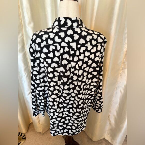 Kate Spade Women's New York Dancing Hearts Button Down Blouse Size Large EUC - Picture 4 of 6